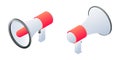 Loudspeaker or megaphone isometric icon. Loud speaker 3d illustration. Bullhorn symbol. Vector Royalty Free Stock Photo